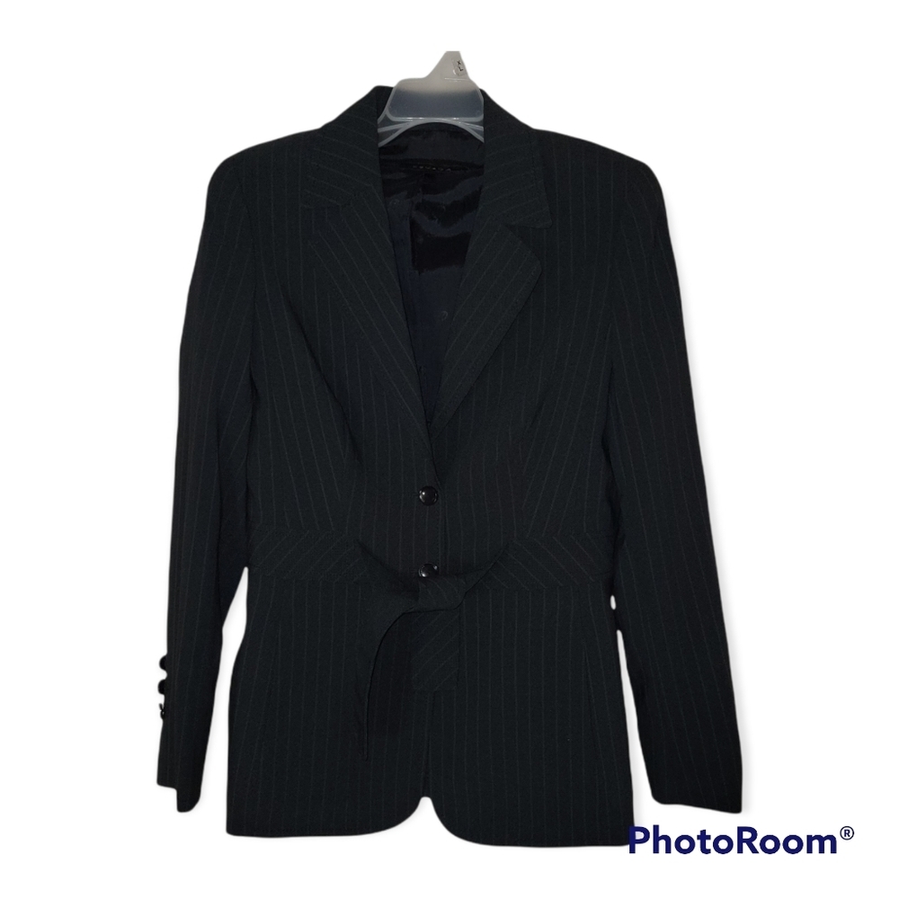 Escada Black Pin Stripe Blazer Size Sm